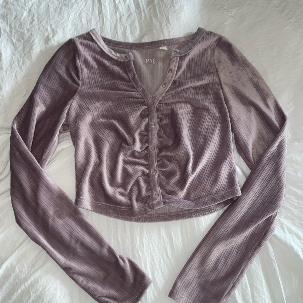 PacSun Mauve Button Down Crop Top